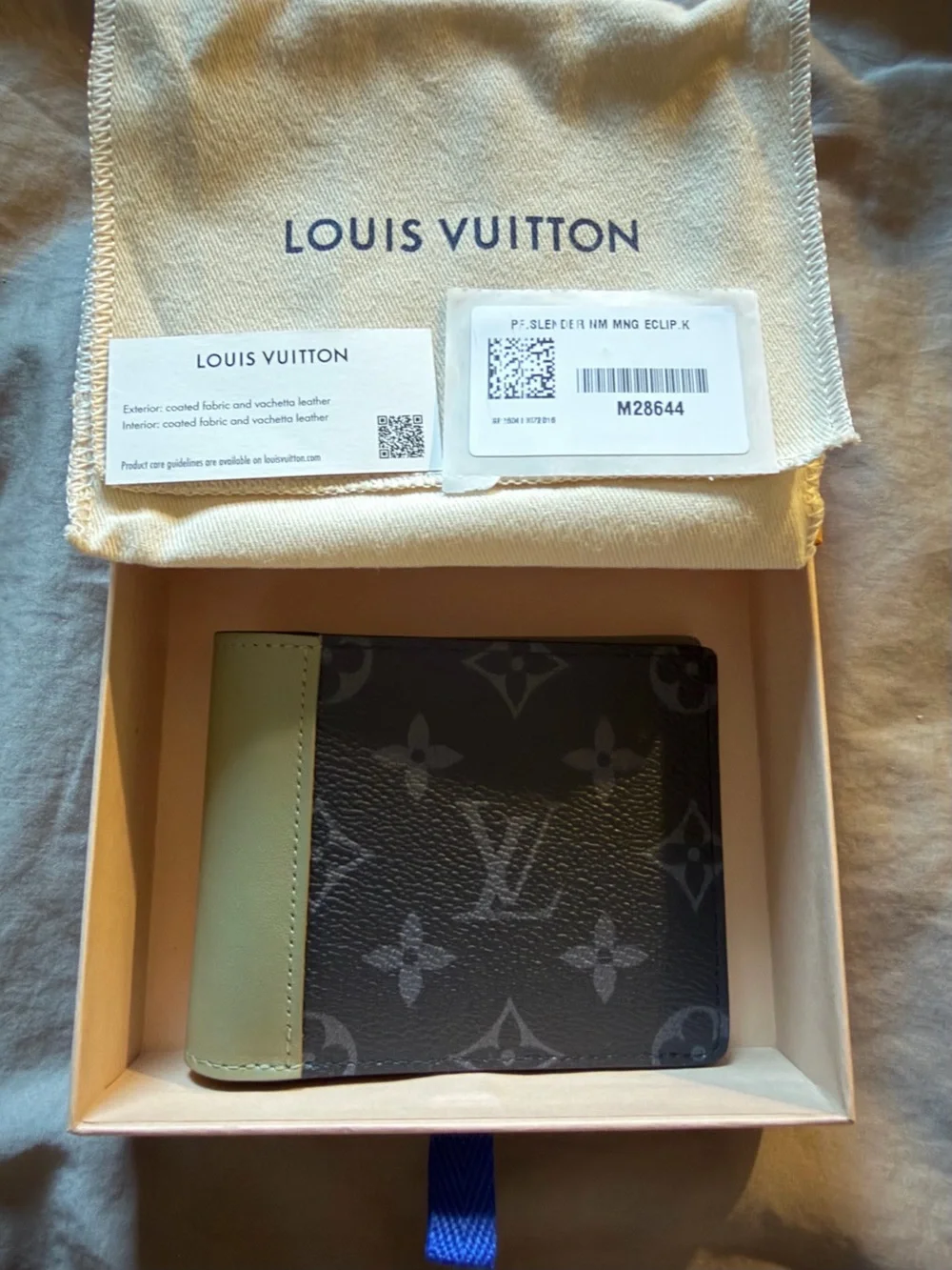 Louis Vuitton Monogram Eclipse Bi-Fold Wallet in Black and Olive Green